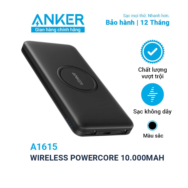 Pin sạc không dây dự phòng ANKER Wireless PowerCore 10.000mAh - A1615