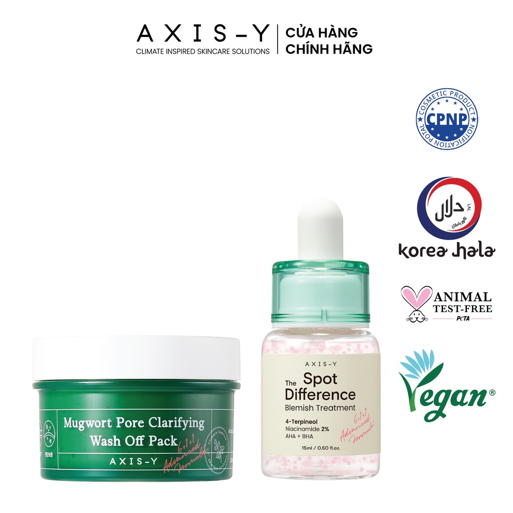 Combo mặt nạ ngải cứu và tinh chất chấm mụn AXIS-Y 115ml