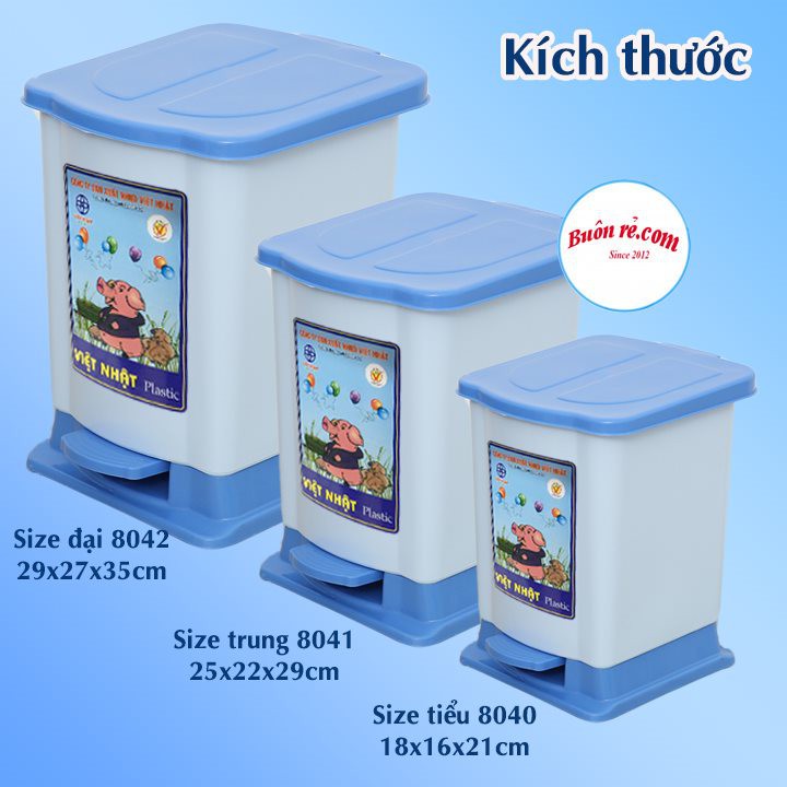 Thùng rác bật nắp 3 size Nhựa Việt Nhật, Thùng đựng rác văn phòng, phòng bếp có nắp đậy (MS: 8040-41-42) -Buôn rẻ 01251 | BigBuy360 - bigbuy360.vn