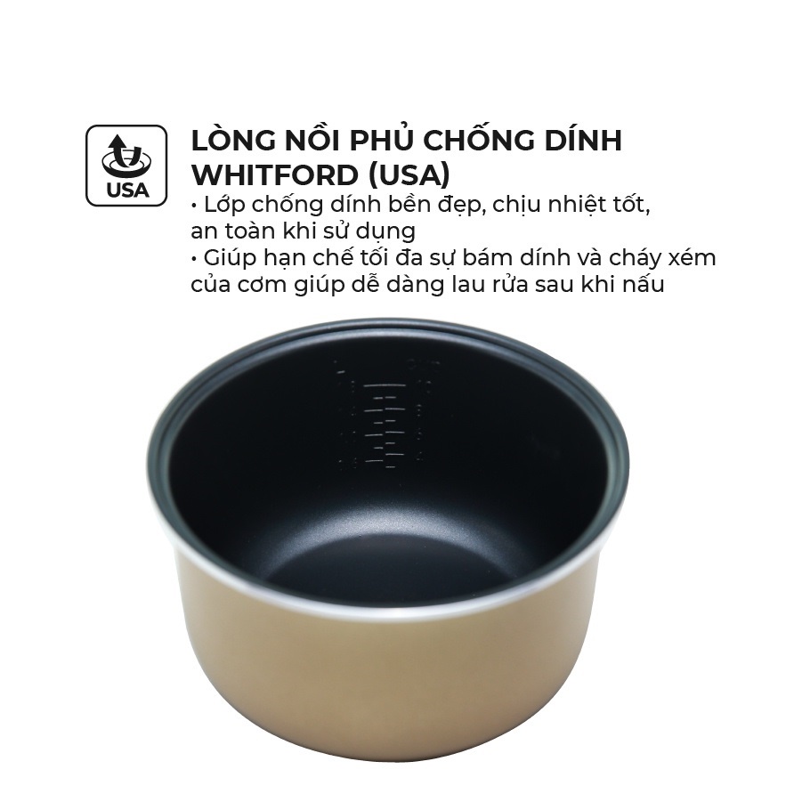 [Mã ELHADEV giảm 4% đơn 300K] [BẢO HÀNH 12 THÁNG] Nồi cơm điện tử SUNHOUSE 1.8L SHD8909