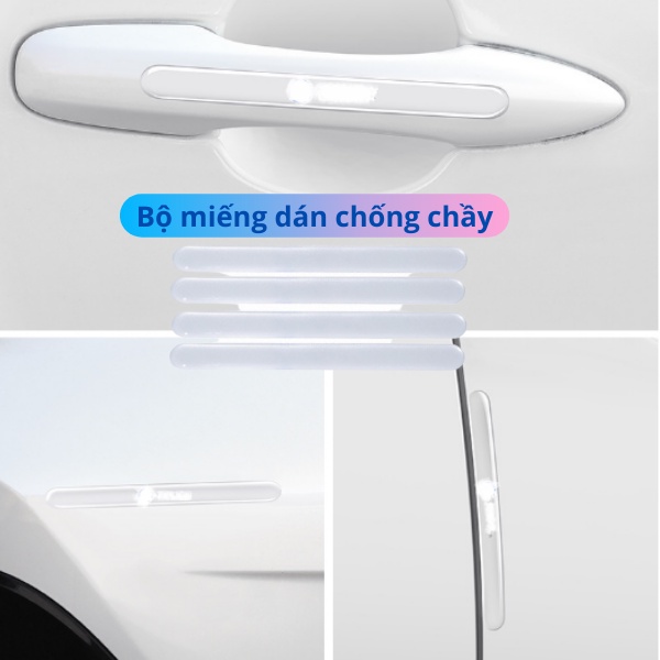 Bộ miếng dán chống xước hõm tay nắm cửa silicon bảo vệ hõm cửa tránh chầy xước cho ô tô xe hơi