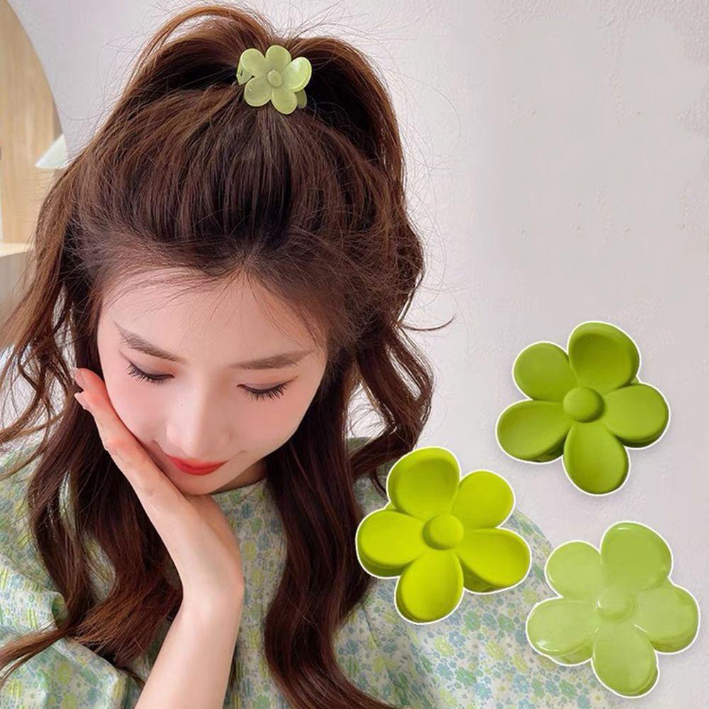 Kẹp Tóc Hình Hoa Màu Xanh Lá Nhám Phong Cách Hàn Quốc Dễ Phối Đồ WMES15H