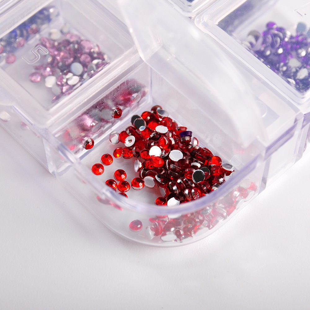 Hộp chứa 1200 hạt kim cương giả dán trang trí móng tay