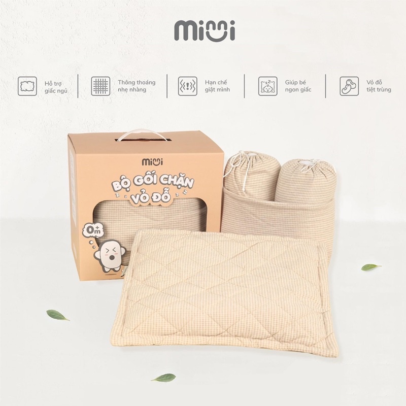 Bộ gối chặn sơ sinh vỏ đỗ Minni Ualarogo