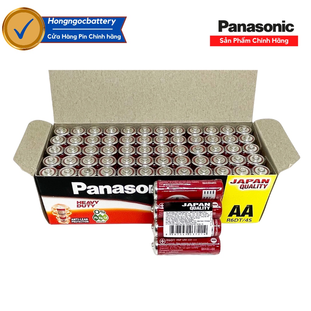 Hộp Pin AA tiểu Panasonic 60 viên R6DT/4S hàng nhập khẩu indonesia