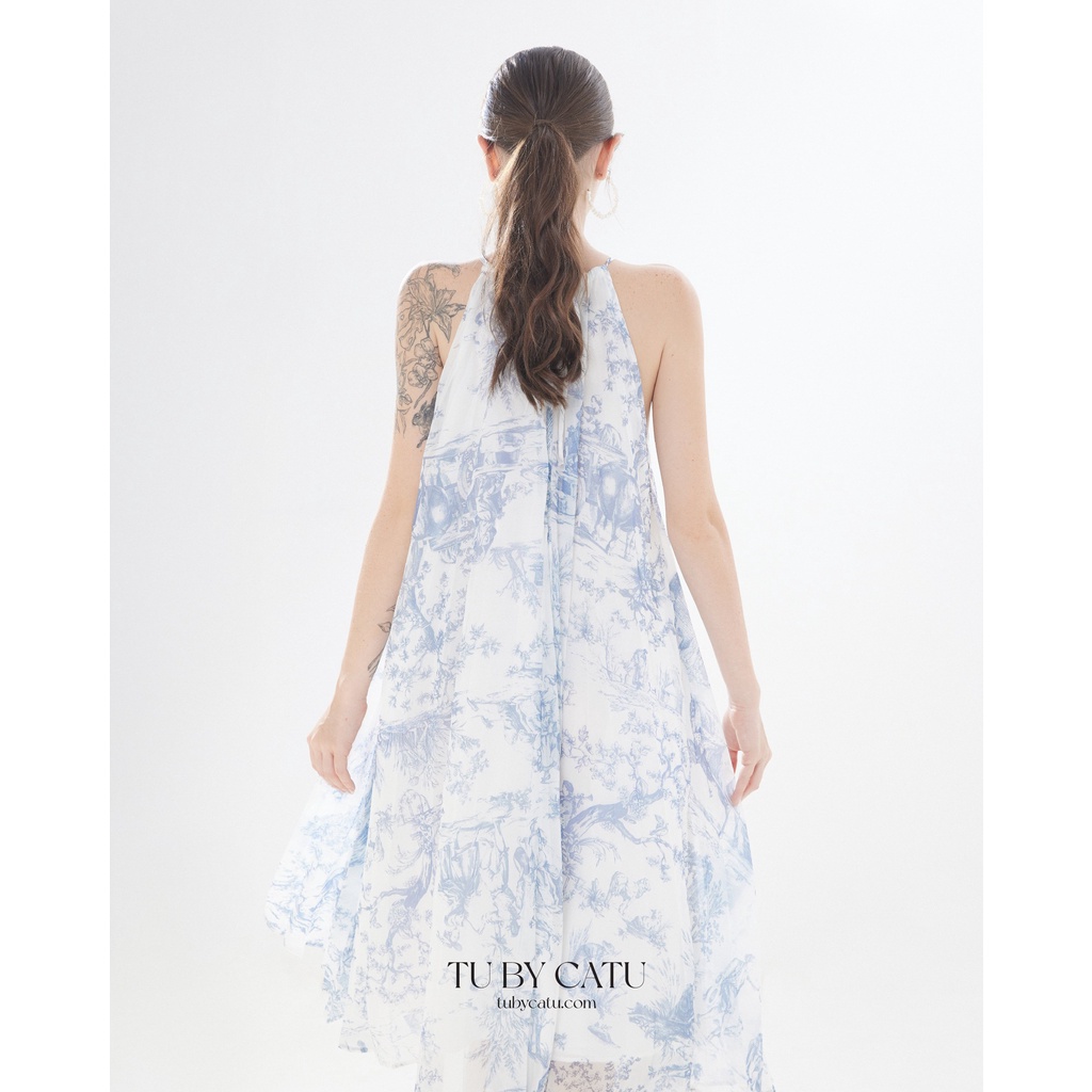 TUBYCATU | Đầm xếp ly floral blue dress (Limited)