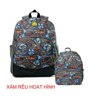Combo set balo  laptop thể thao du lịch nam nữ Dutti cao cấp kèm balo cho bé đi học- xám hoạt hình - balo TLCOM0074