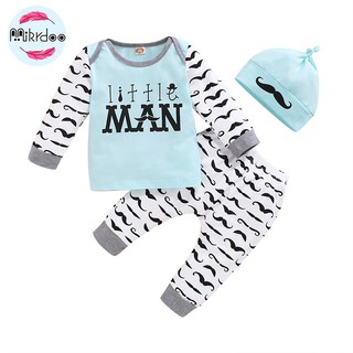 Set 3 Món Trang Phục Mikrdoo Gồm Áo Thun Tay Dài + Quần Dài + Mũ Xinnh Xắn Cho Bé