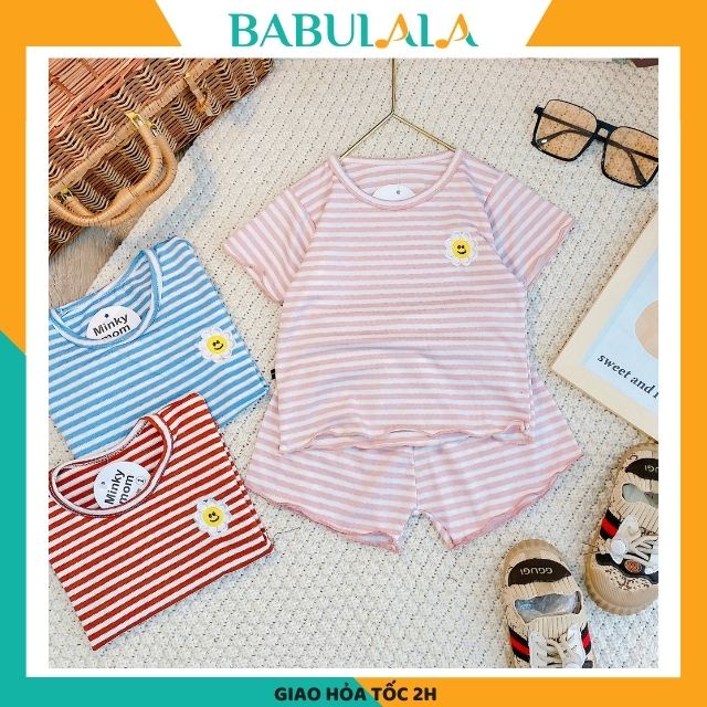 Đồ Bộ Cho Bé Gái Vải Cotton Dệt  4-18kg Co Giãn 4 Chiều Ngắn Tay-Bộ Cộc Tay Minky Mom Mùa Hè Đáng Yêu-BABULALA-CT23