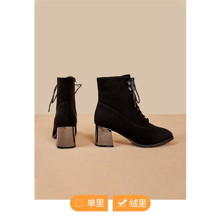 Bốt cao gót, bốt nữ dusto chất da lộn mềm công sở cao cấp đi êm chân trẻ trung cá tính cao 6 phân màu đen B02 | BigBuy360 - bigbuy360.vn