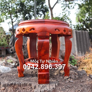 Đôn chân hoa 3 lỗ gỗ hương cao 30cm mặt 30cm
