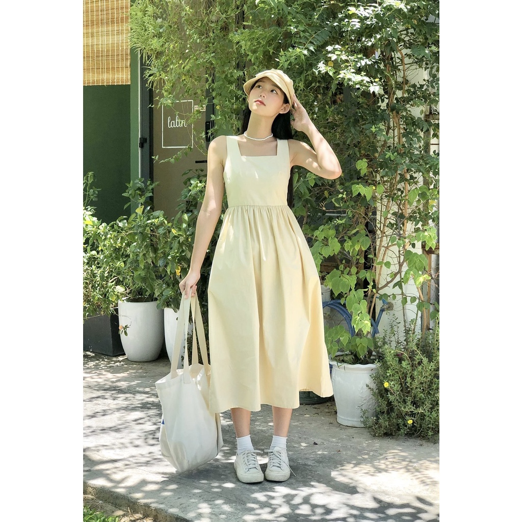 Váy Dây Cổ Vuông OLARI Lưng Chun Co Giãn OL113 - Summer Dress