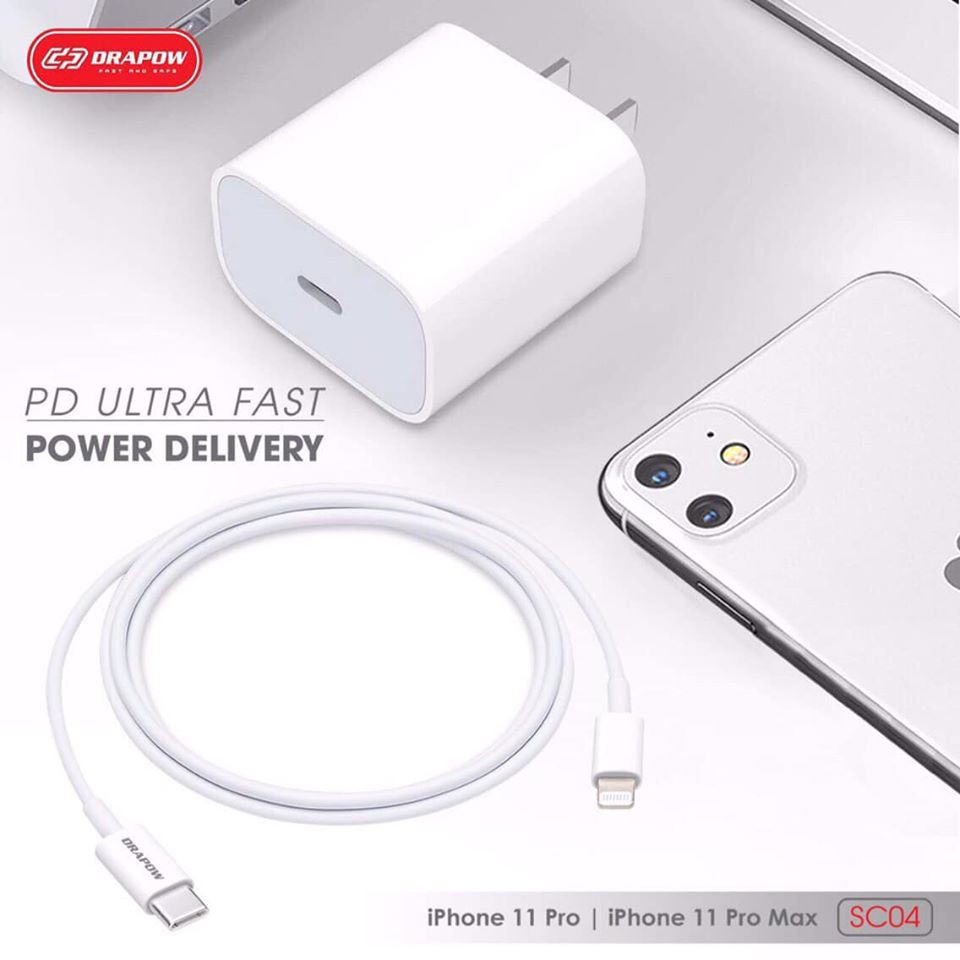 Bộ sạc nhanh PD 18W IPhone 12/ 12 Pro Max, 11/11 Pro max, X/ XS Max, / 8/ 8 Plus - Sản Phẩm Chính Hãng