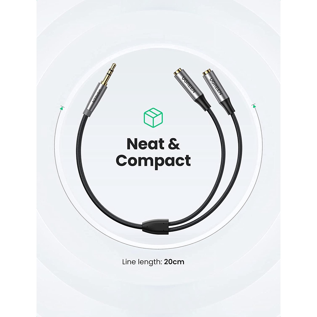 Dây cáp Audio 3.5mm chia 2 tai nghe, đầu nhôm UGREEN AV191