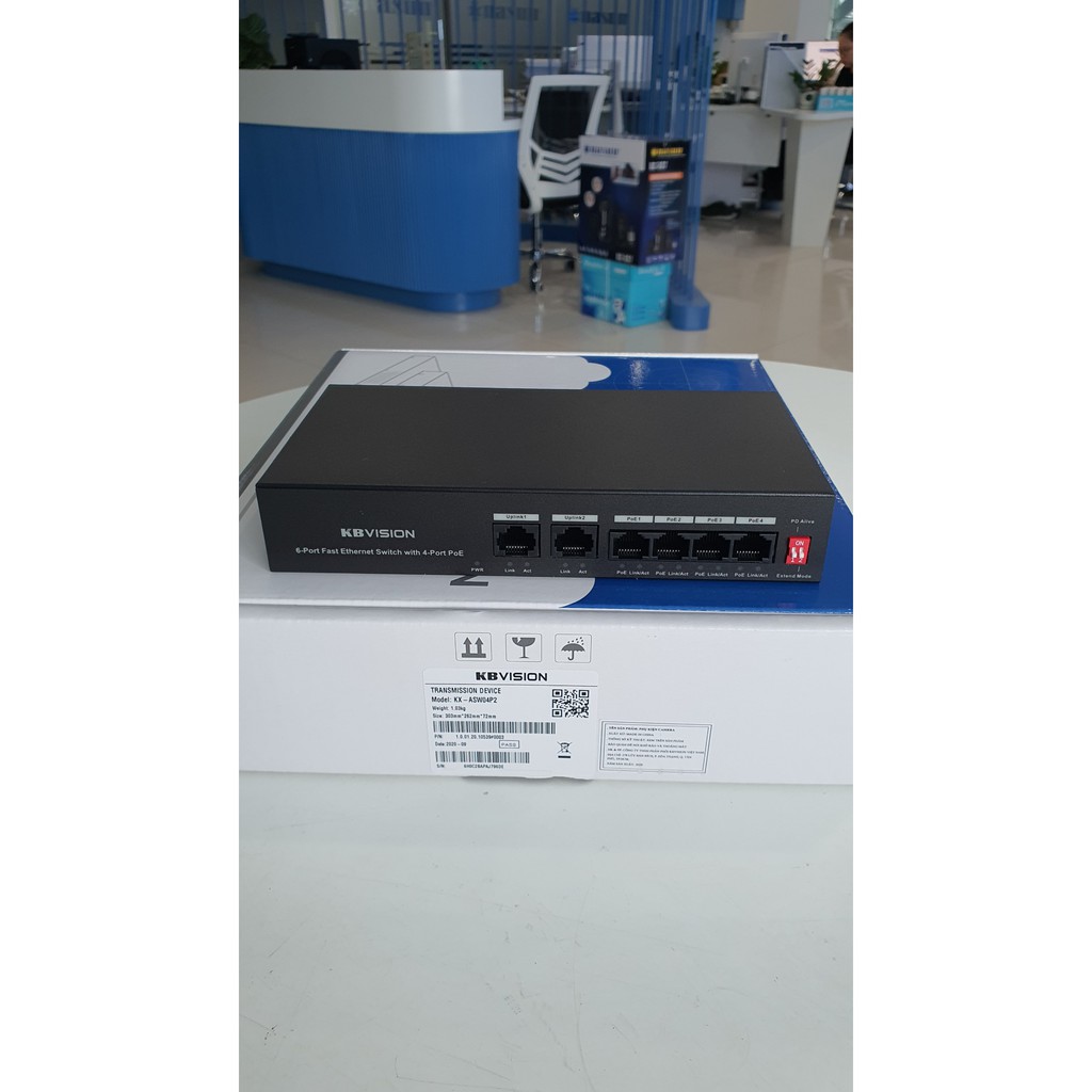 Switch PoE 4 port (Hỗ trợ 2 cổng mạng uplink) KBVISION KX-ASW04P2