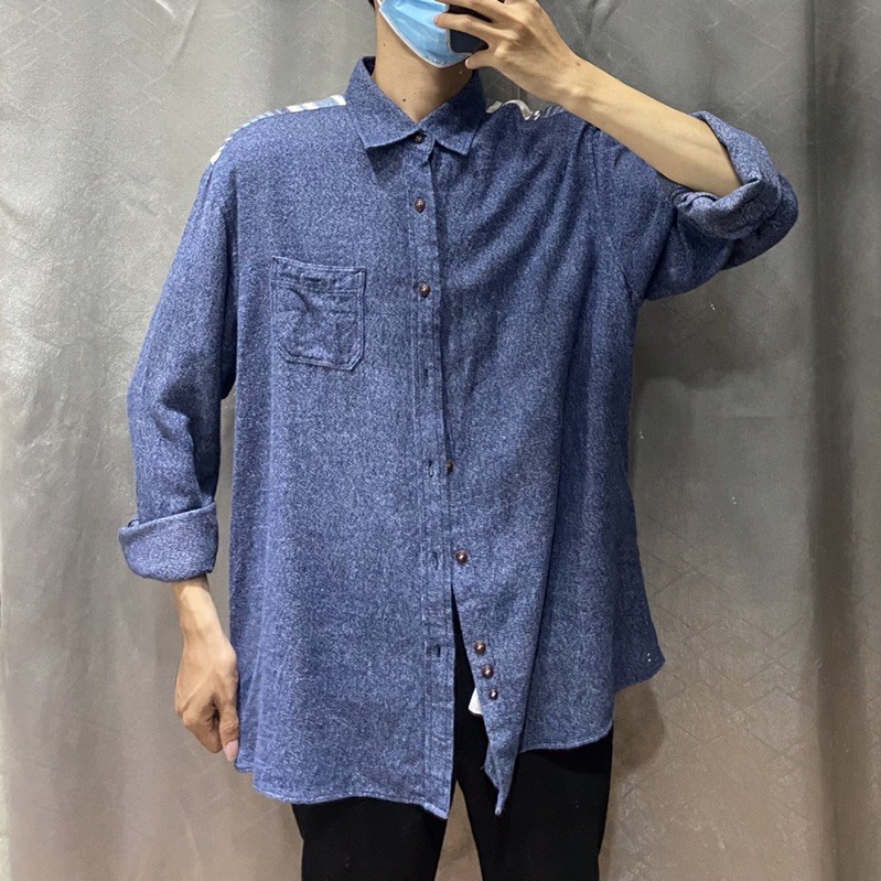 2HAND - ÁO SƠ MI FLANNEL MÀU XANH GIẢ JEANS SIZE XL