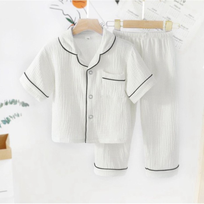 Bộ Ngủ Cộc Tay Cho Bé SÂU SHOP, Bộ Pijama Chất Đũi Nhăn Cực Mát Từ 6-28kg