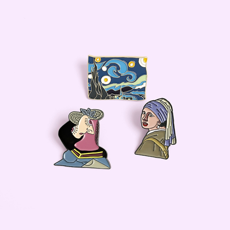 Ghim Cài Áo Hình Tranh Sơn Dầu Van Gogh Độc Đáo