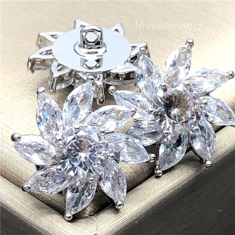 Khuy nút cúc hình lốc xoáy bằng đồng đính đá Zircon dùng trang trí váy áo các loại