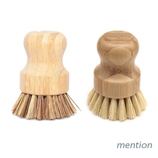 Cọ rửa chén bằng tre hình tròn tay cầm bằng gỗ tiện dụng cho nhà bếp