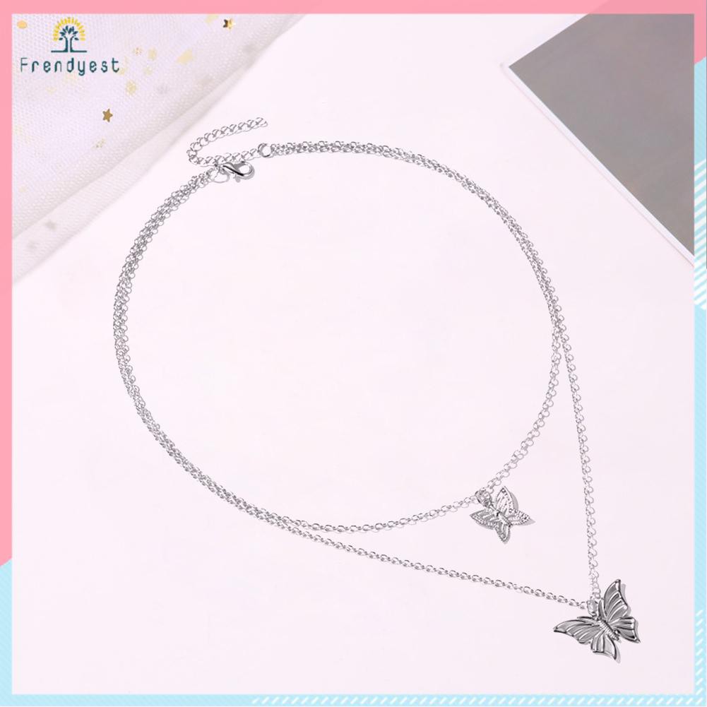 Dây chuyền Choker dài 2 lớp mặt hình bướm thiết kế rỗng thời trang cho nữ