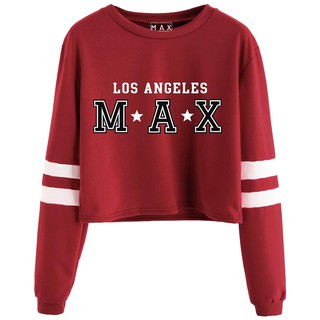 áo croptop nữ tay dài cổ tròn form UK màu đỏ