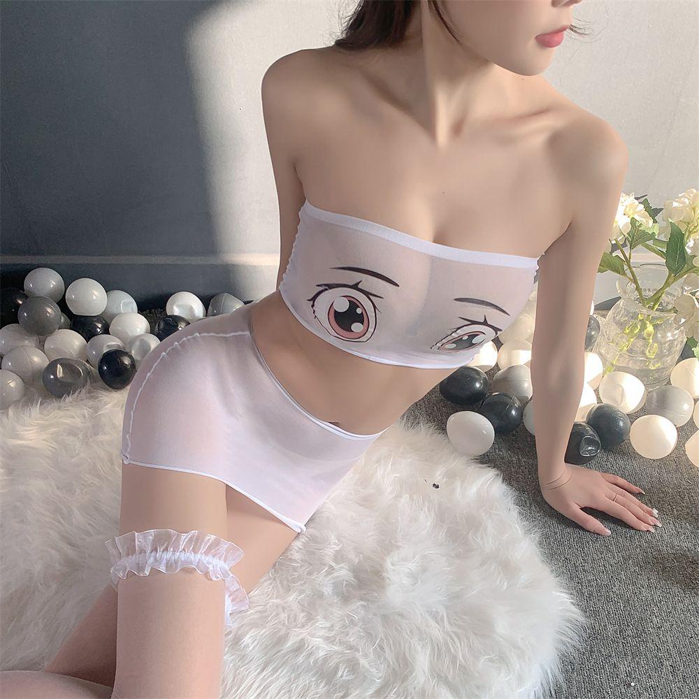 Bộ Đồ Ngủ Co Giãn Trong Suốt Thoáng Khí Hình Đôi Mắt Gợi Cảm Cho Nữ