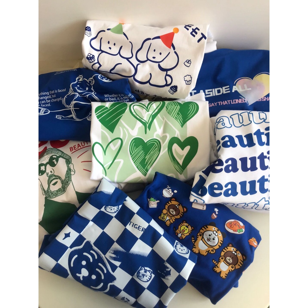 Áo thun Xiaozhainv 100% cotton tay ngắn dáng rộng phong cách thời trang Hàn Quốc cao cấp