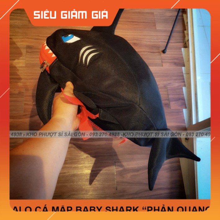 HOT- Balo Khủng long cá mập PHẢN QUANG đựng nón bảo hiểm cao cấp - Balo cá mập tắc kè phản quang