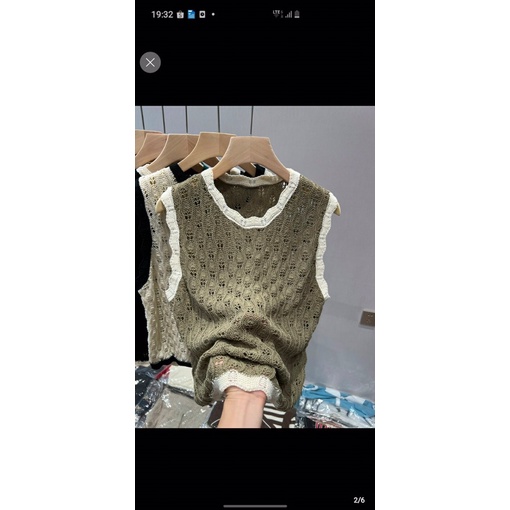 Áo len ba lỗ màu phối viền  - áo len  mongtoghi mỏng mát