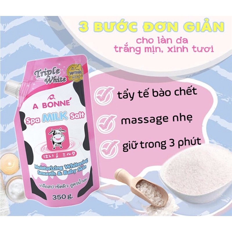 Muối tắm sữa bò Abonne Thái Lan tẩy tế bào chết trắng làn da 350gr | BigBuy360 - bigbuy360.vn