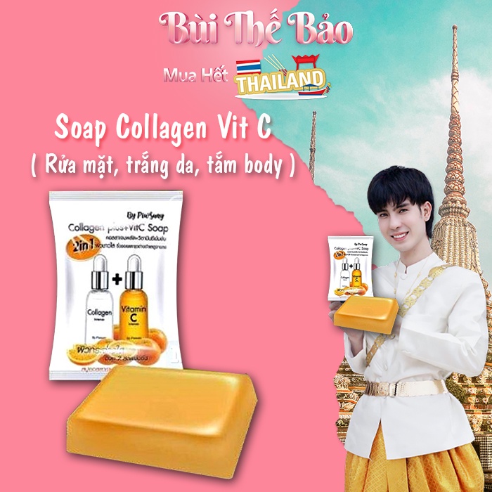 Soap Rửa Mặt Trắng Da, Giảm Mụn Thâm Collagen Vit C Thái Lan