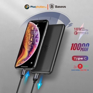 Sạc dự phòng không dây 10000mAh Baseus S10 hỗ trợ sạc không dây 10W và sạc nhanh chuẩn PD3.0 QC 3.0 18w - Phúc Phụ Kiện