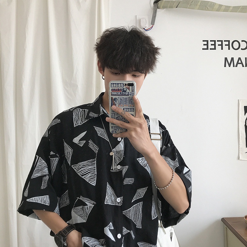 Áo Sơ Mi Nam Tay Lỡ Form Rộng Thời Trang Hàn Mi