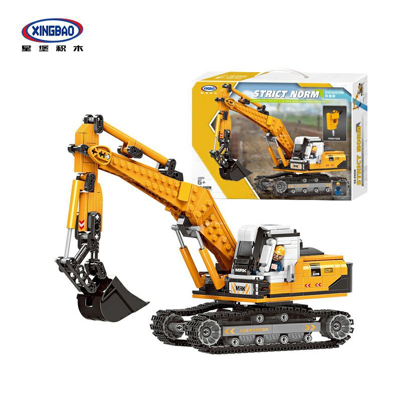 Hộp LEGO XINGBAO - 03038 Ráp Xe Công Trình Cào Xúc Đất ( 722 Mảnh ) Strict Norm