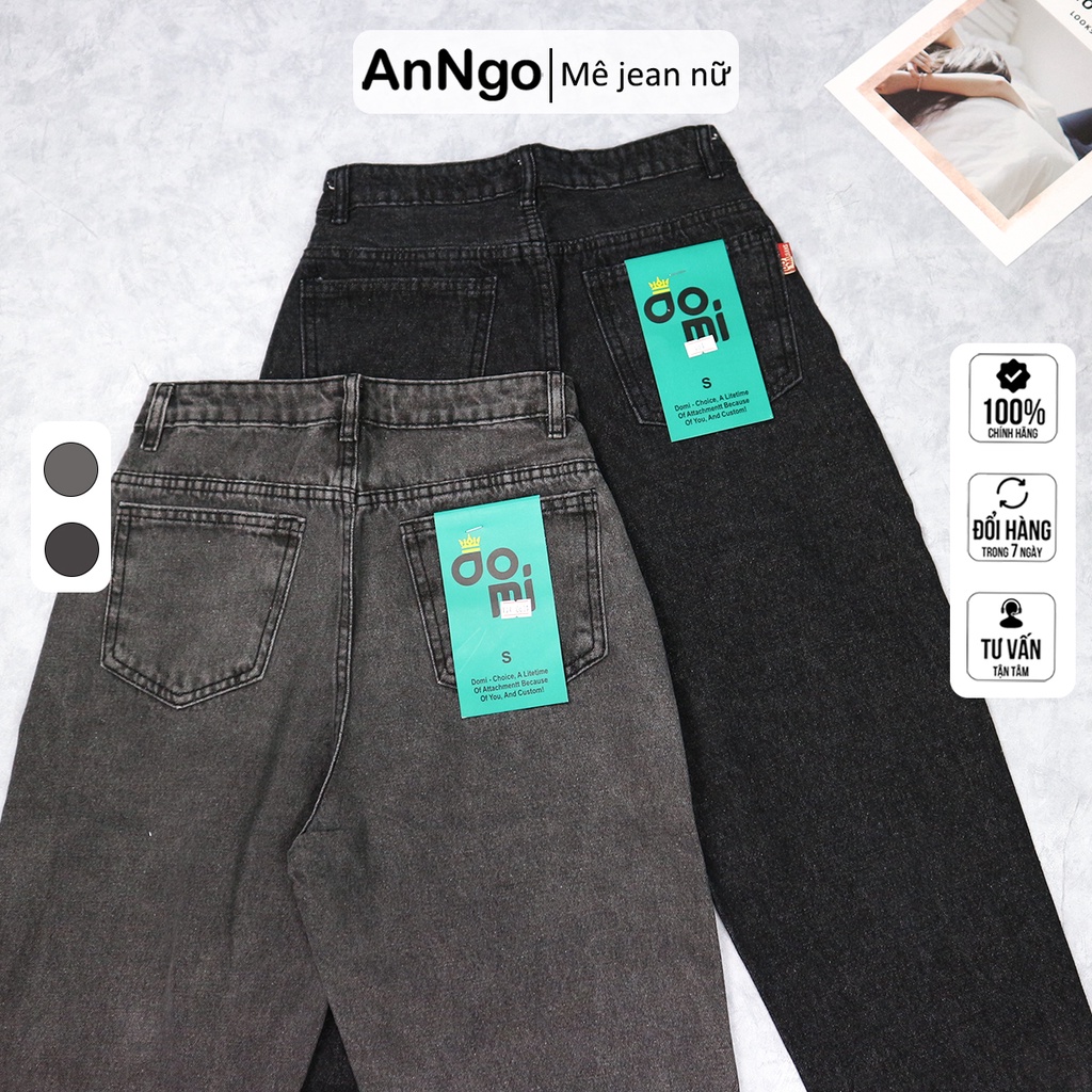 Quần jean nữ baggy trơn chất vải Jean Denim không co giãn, bền màu AnNgo - AT174