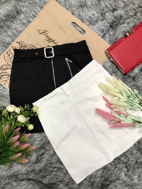 Chân váy kaki nữ 2 màu dây kéo có kèm belt chất vải cực đẹp | BigBuy360 - bigbuy360.vn