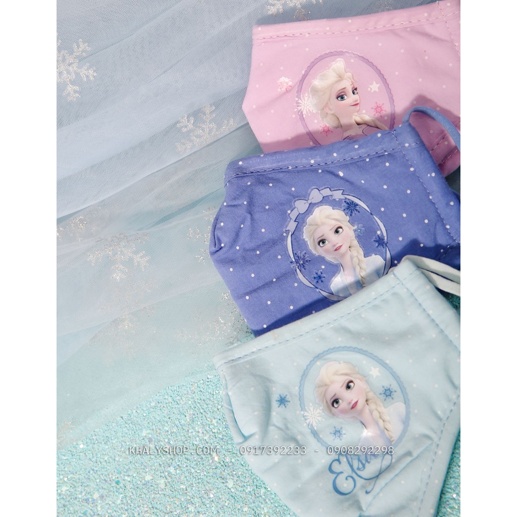 Set 3 khẩu trang vải Disney trẻ em hình công chúa Elsa chấm bi ( Frozen ) 3 màu cho bé gái 3 - 8 tuổi - 57NDWF94771 | BigBuy360 - bigbuy360.vn