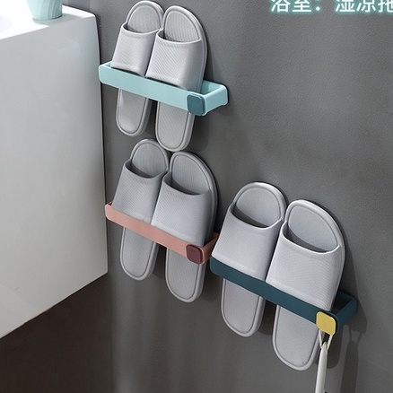 Giá để dép nhà vệ sinh dán tường đa năng chịu lực tốt không cần đục tường - Giá treo dép treo khăn phòng tắm gọn gàng