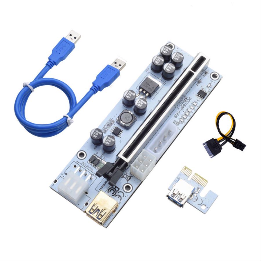 Card ChuyểN ĐổI Mở RộNg PCI-E PCI 010X 1X Sang 16X Pcie + CáP NguồN USB 3.0 Từ 60cm SATA