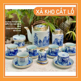 GIÁ SIÊU RẺ Bộ ấm tích loại 1.5l vẽ trúc lâm thánh hiền