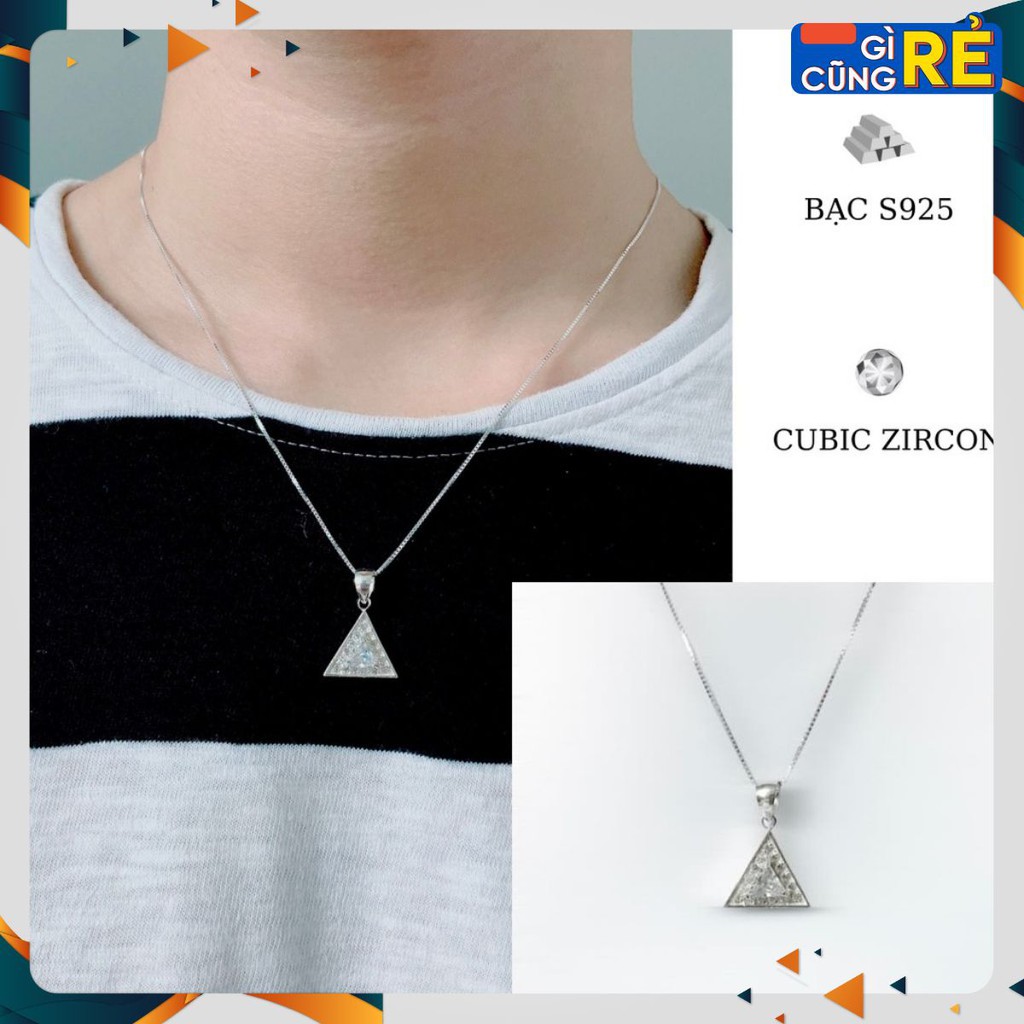 TRANG SỨC Dây chuyền Bạc 925 Tam Giác Đính Đá D2DCU5 K1