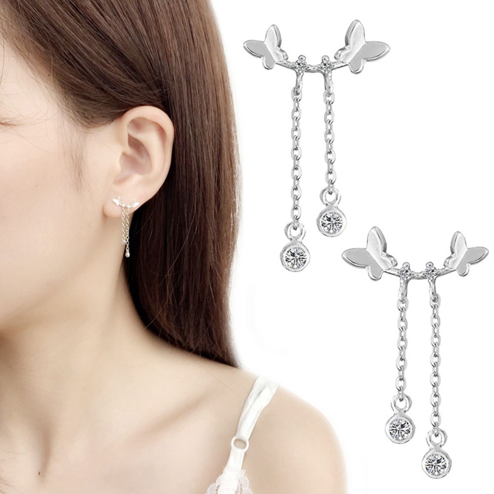 Bông tai họa tiết bươm bướm đôi ngọt ngào siêu thơ mộng phong cách Hàn Quốc thanh lịch cá tính cho nữ