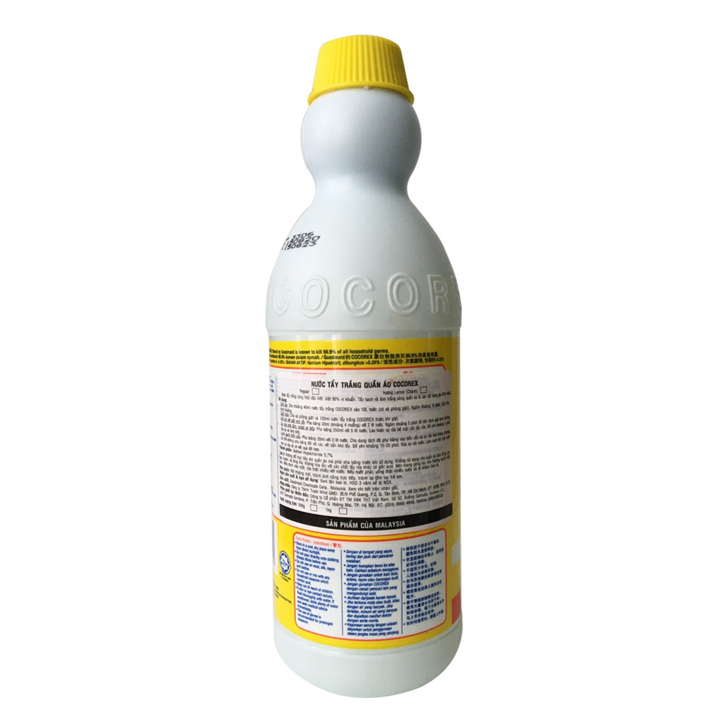 [HÀNG CHÍNH HÃNG] Nước Tẩy Trắng Quần Áo Cocorex Bleach 500g siêu trắng ( Giao màu ngẫu nhiên )