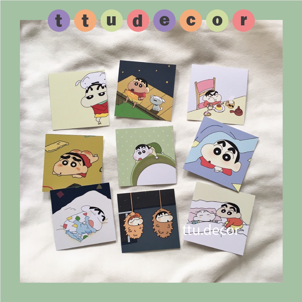 SET POSTCARD CẬU BÉ SHIN BÚT CHÌ CUTE DECOR TRANG TRÍ