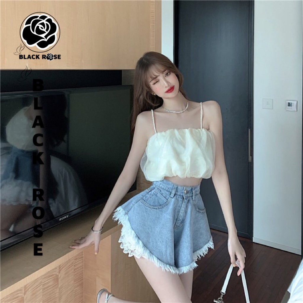 Quần Áo Kiểu Nữ Đùi Jeans Đẹp Lưng Cao BLACK ROSE Quần Đùi Jean Bò Rin Cao Cấp Mẫu Hot Trend Mùa Hè 2021 -TẤM BOUTIQUE