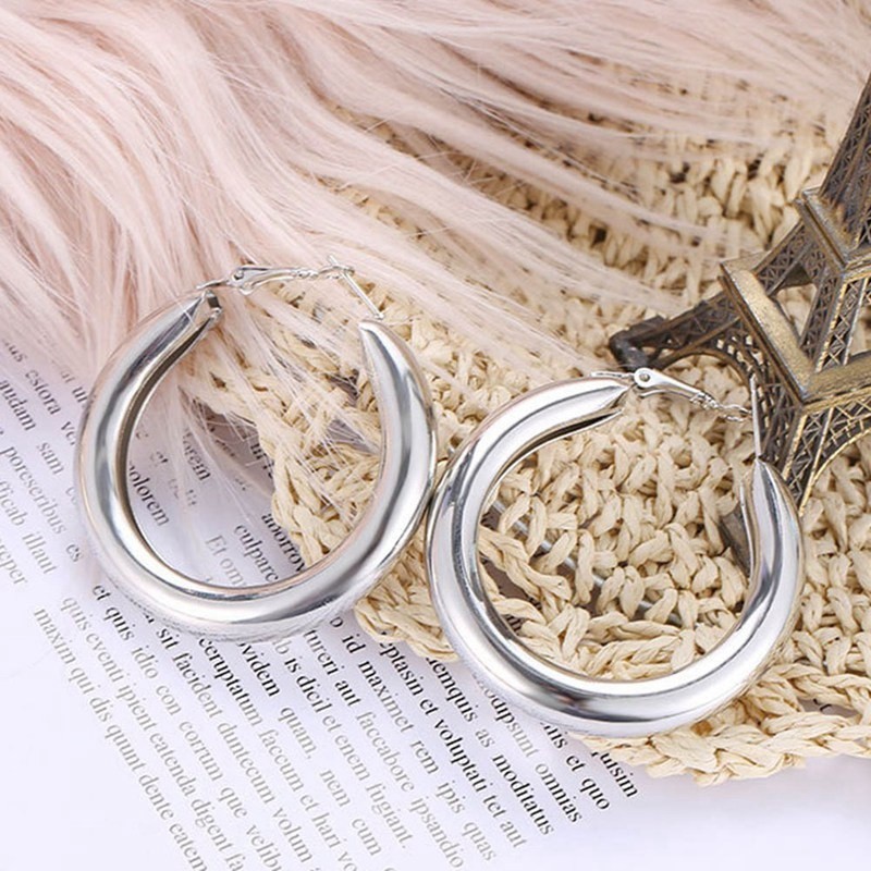 Đôi khuyên tai tròn mạ vàng/ bạc thời trang cho nữ