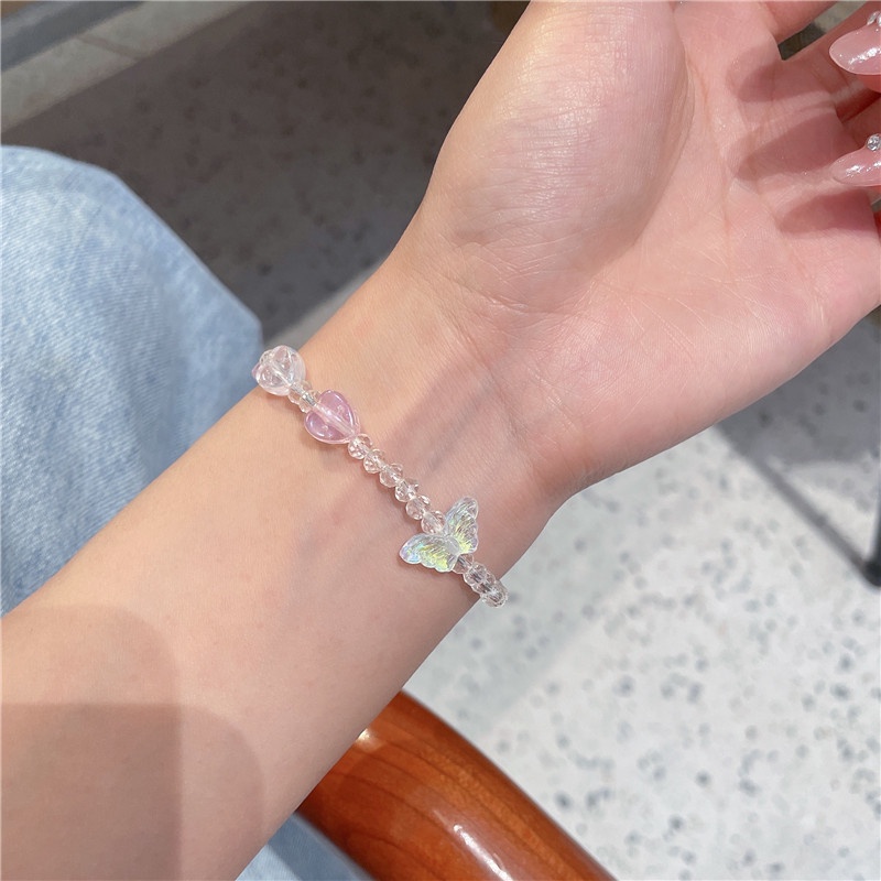 Vòng Tay Chuỗi Hạt Acrylic Hình Bướm Màu Sắc Ngọt Ngào Thời Trang Cho Nữ