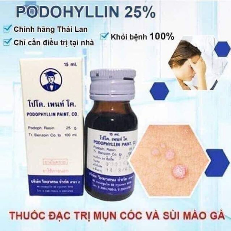 Podophyllin 25% sùi mào gà Thái Lan (che tên sản phẩm)