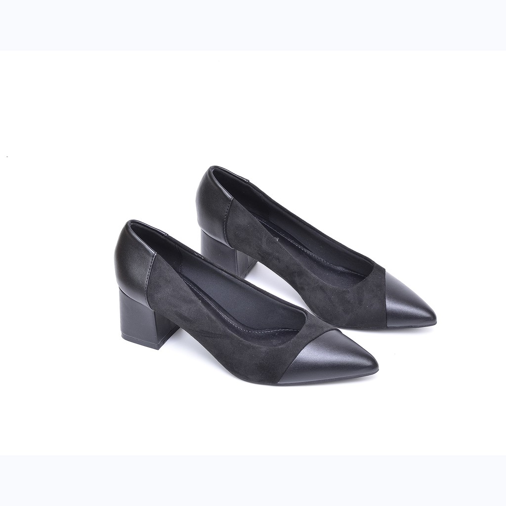 [Mã BMBAU50 giảm 7% tối đa 50K đơn 99K] Giày Cao Gót Đế Vuông Da Lộn Mũi Nhọn 5cm Evashoes